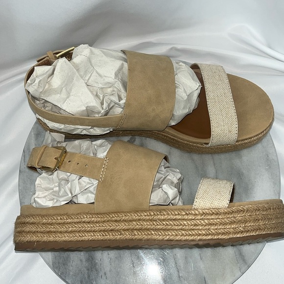 Naturalizer "PATIENCE" Platform Espadrille Sandal Sz 9M Tan - Picture 2 of 9